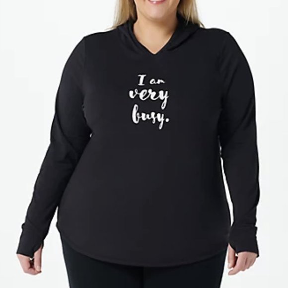 AnyBody Cozy Knit Luxe Message Hoodie   12318 - Picture 1 of 4